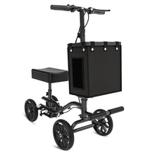 Load image into Gallery viewer, Fvzzin Lightweight Knee Scooter Crutch Alternative, Foldable & Adjustable Knee Scooter for Adults for Foot Surgery, Steerable Knee Walker with Detachable Storage Basket, Includes DIY Stickers-Black