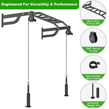 Load image into Gallery viewer, SELEWARE 48" Wall Mount Pull Up Bar with Cable Pulley System - Black