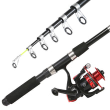 Load image into Gallery viewer, Tripquips Fishing Rod, 6.9ft 2Pcs Telescopic Fishing Rods Set, Carbon Fiber Fishing Pole, 2PCS Spinning Rod and Reel Combo with Carrier Bag Freshwater Fishing Rod and Reel Combos Kits Fishing Gear-Red