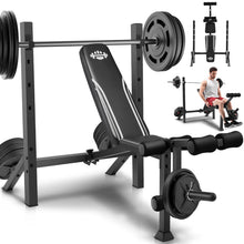 Load image into Gallery viewer, ANCHEER 900LBS Weight Bench Set with Squat Rack, Adjustable Bench Press Set with Leg Extension and Leg Curl, Flat Incline Decline Workout Bench for Home Gym Full Body Strength Training