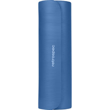 Load image into Gallery viewer, Retrospec Solana Yoga Mat 1" Thick w/Nylon Strap for Men & Women - Non Slip Exercise Mat for Home Yoga, Pilates, Stretching, Floor & Fitness Workouts - Denim Blue