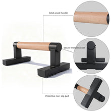 Load image into Gallery viewer, 1 Pair Wooden Parallettes Push Up Bars for Men, Strength Training Pushup Stands Handles for Home Calisthenics