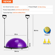 Load image into Gallery viewer, VEVOR 23-inch Half Exercise Ball Trainer, 660 lbs Capacity Balance Ball, Includes Resistance Bands- Purple