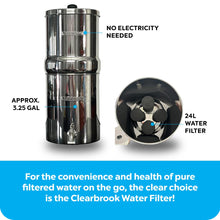 Load image into Gallery viewer, Clearbrook Water Filter 24L, Portable Gravity-Fed System, No Electricity Needed, for Travel, Camping, and Emergency Use, 3.25-Gallon Capacity
