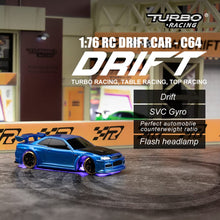 Load image into Gallery viewer, Turbo Racing 1:76 Scale Drift RC Car with Gyro Mini Full Proportional RTR 2.4GHZ Remote Control with 2 Replaceable Body Shell