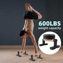 Load image into Gallery viewer, 1 Pair Wooden Parallettes Push Up Bars for Men, Strength Training Pushup Stands Handles for Home Calisthenics