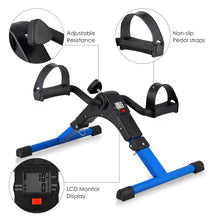 Load image into Gallery viewer, Folding Pedal Exerciser, Mini Exercise Bike Under Desk Bike Foot Pedal Exerciser - Blue