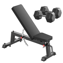 Load image into Gallery viewer, HANDBODE Adjustable Weight Bench for Full Body Workout, 1300 lb Weight Capacity Bench Press Bench of Home Gym Strength Training, Incline Upright Flat Utility Workout Bench with 40 lb Dumbbells