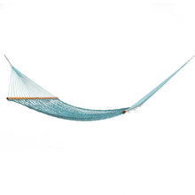 Load image into Gallery viewer, Original Pawleys Island Large Teal DuraCord Rope Hammock – 13 ft. x 55 in., 2-Person, 450 lb Capacity, Oak Spreader Bar, Zinc-Plated Hardware, Handcrafted in the USA