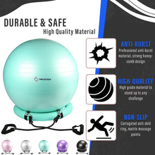 Load image into Gallery viewer, NEUMEE Yoga Ball Chair with 65cm Exercise Ball & 2 Resistance Bands (Teal)