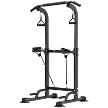Load image into Gallery viewer, Trlakepreble Power Tower Pull Up Bar,Height Adjustable Multi-functional Home Training Gym Equipment- (Black)