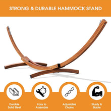 Load image into Gallery viewer, Lazy Daze Double Quilted Hammock with 13 ft Curved Steel Wood Grain Stand