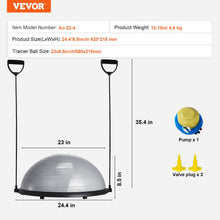 Load image into Gallery viewer, VEVOR 23-inch Half Exercise Ball Trainer, 660 lbs Capacity Balance Ball, Includes Resistance Bands - Gray