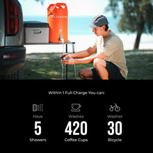 Load image into Gallery viewer, FLEXTAILGEAR Camping Shower Bucket with Built-in Electric Pump, Portable Camp Shower, 5 Gallons Rechargeable Pressure Outdoor Shower Bag, Large Water Inlet