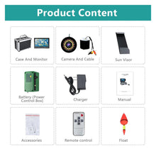 Load image into Gallery viewer, 1080P 4500mA 9in 15Pcs Waterproof Underwater Fishing Camera System