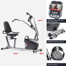Load image into Gallery viewer, Sunny Health & Fitness Compact Performance Recumbent Elliptical Bike - Gray