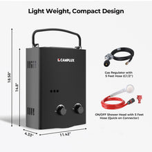 Load image into Gallery viewer, CAMPLUX 1.32 GPM Portable Water Heater, 5L Tankless Water Heater Propane Outdoor, AY132B, Black