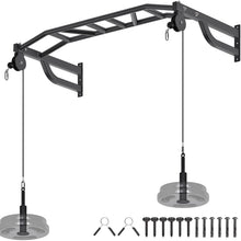 Load image into Gallery viewer, SELEWARE 48" Wall Mount Pull Up Bar with Cable Pulley System - Black
