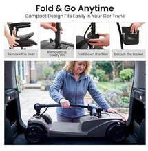 Load image into Gallery viewer, WayCare 15-25 Miles Long Range Mobility Scooter,Weight Capacity 300 LBS+ Powered Mobility Scooters for Seniors, Compact Duty Mobile for Travel with LED Headlight and Detachable Basket(Black)