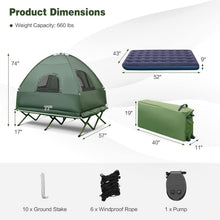 Load image into Gallery viewer, DORTALA 2-Person Tent Cot, Foldable Elevated Camping Tent w/Air Mattress & Sleeping Bag, Portable Dome Camping Tent Cot for Hiking, Camping & Picnic