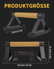 Load image into Gallery viewer, Fit4Fun Wood Push Up Bar Set, 2PCS Non-Slip Handstand Bars, Parallettes Bars for Calisthenics and Push-Up Workouts, Solid Wood Grip with Metal Frame, Supports 550 LBS