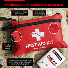 Load image into Gallery viewer, Protect Life Doctor Developed Mini First Aid Kit, 100 Piece Waterproof Emergency Kit for Car, Boat, Camping & Travel, Includes Emergency Blanket, Tourniquet & First Aid Guide