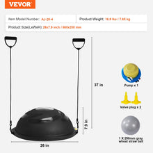 Load image into Gallery viewer, VEVOR 26-inch Half Exercise Ball Trainer, 1500 lbs Capacity Balance Ball, Includes Resistance Bands -Black