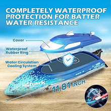 Load image into Gallery viewer, DEERC High-Speed RC Boat for Kids & Adults, 20+ MPH Full Proportional Remote Control Shark Boat with LED Lights, 2.4GHz Racing Boat for Pools & Lakes