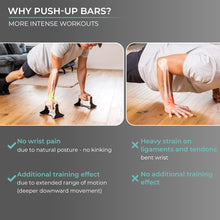 Load image into Gallery viewer, PULLUP & DIP Parallettes - Push Up Handles with Ergonomic Wooden Handles & Heavy-Duty Steel - Non-slip Parallettes Bars for Strength Training and Calisthenics - Press Up Handles for Push Ups