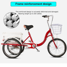 Load image into Gallery viewer, 20 inch Adults Trike Tricycle, Single Speed 3 Wheel Bike Adult Trikes for Women Men Seniors, Brown