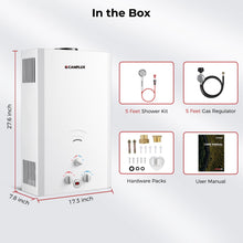 Load image into Gallery viewer, CAMPLUX Tankless Water Heater, 5.28 GPM OutdoorPropane Camping Gas Water Heater, 20L, BW528,White