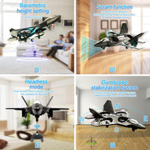Load image into Gallery viewer, RC Helicopter Plane for Kids, 2.4Ghz Remote Control F22 Jet Fighter Airplane Quadcopter Toy Gifts, Cool Lights Stunt Roll (Blue)