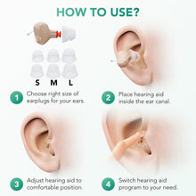 Load image into Gallery viewer, Hearing Aids for Seniors, Rechargeable Hearing Amplifiers Devices with Noise Cancelling, Superior Sound Quality for Women Men Hearing Loss, Auto On/Off