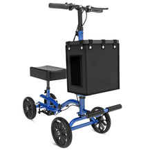 Load image into Gallery viewer, Fvzzin Lightweight Knee Scooter Crutch Alternative, Foldable & Adjustable Knee Scooter for Adults for Foot Surgery, Steerable Knee Walker with Detachable Storage Basket, Includes DIY Stickers-Blue