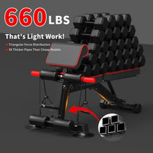 Load image into Gallery viewer, Adjustable Weight Bench - Utility workout Benches for Exercise, Free Installation Design for Portable Fitness Strength Training Equipment at Home Gym