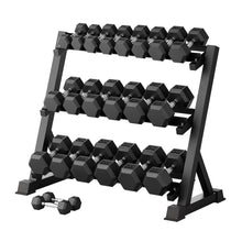 Load image into Gallery viewer, RITFIT Rubber Hex Dumbbells Set with Rack, 180-780LB Heavy-Duty Cast Iron Core, Knurled Chrome Handle, Space-Saving Storage Rack for Home Gym Strength Training