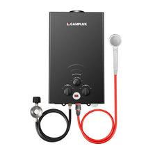 Load image into Gallery viewer, CAMPLUX Tankless Water Heater - 2.64GPMPortable Propane Heater for Off Grid, Camping,Outdoor Shower - 68,000 BTU - BW264B - Black