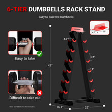 Load image into Gallery viewer, HARISON 6-Tier Dumbbell Rack Stand Only, A-Frame Design Weight Rack for Dumbbells