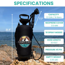 Load image into Gallery viewer, AVANTI CAMP Portable Camping Shower Padded Strap Neoprene Sleeve 2.1 Gal 8L
