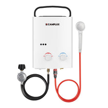 Load image into Gallery viewer, CAMPLUX Tankless Water Heater Outdoor, 1.32 GPM Portable Propane Camping Water Heater, 5L, AY132, White