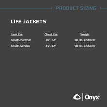 Load image into Gallery viewer, Onyx Kayak Fishing Life Jacket – USCGA PFD/Life Jacket with Multiple Pockets, High-Back Design & Adjustable Straps for Paddle Sports & Fishing