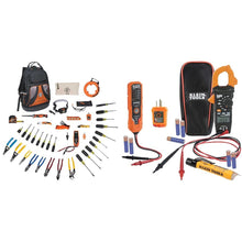 Load image into Gallery viewer, Klein Tools 80141 Hand Tools Kit includes Pliers, Screwdrivers, Nut Drivers, Backpack & CL120VP Electrical Voltage Test Kit with Clamp Meter, Three Testers, Test Leads