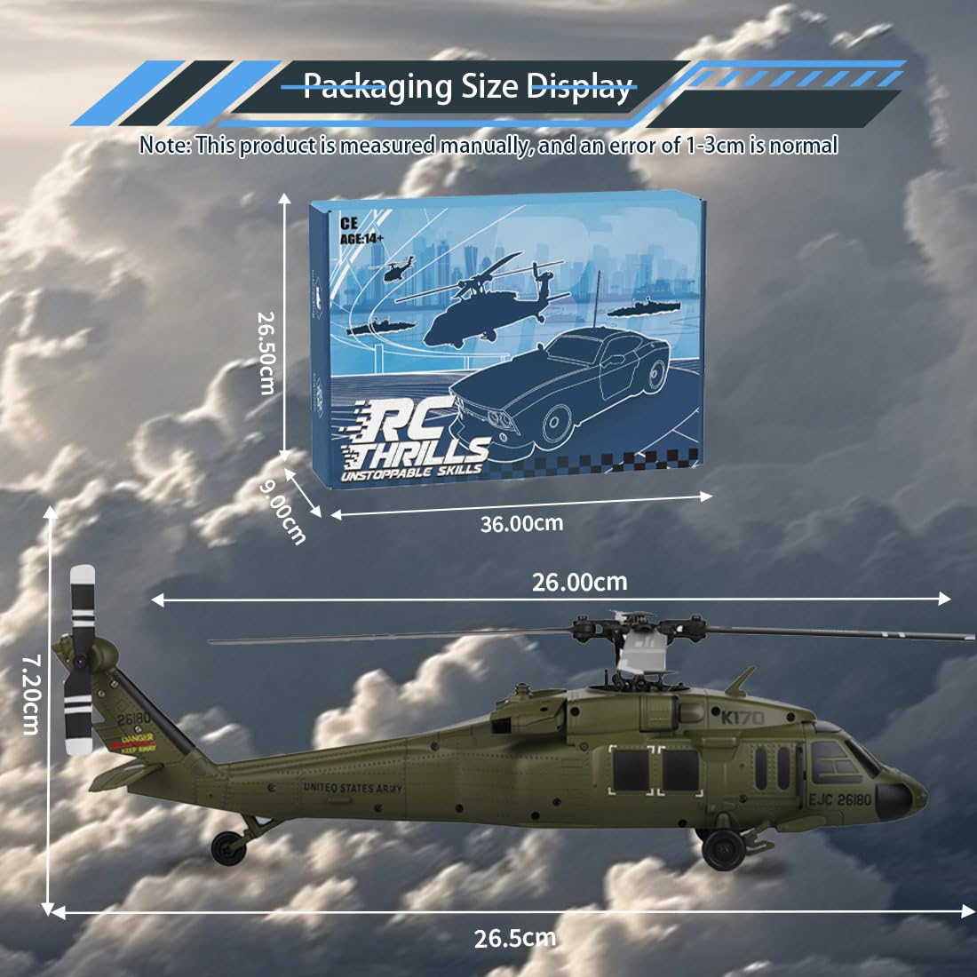 WANENGEDIY K170 UH-60L 170-Class Blackhawk Flybarless RC Helicopter, 2