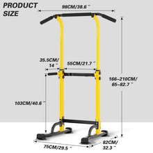 Load image into Gallery viewer, soges Power Tower Pull Up Bar Station, Free Standing Pull Up Rack Dip Station for Home Gym- Yellow