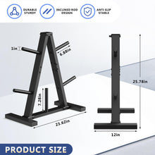 Load image into Gallery viewer, Weight Plate Rack, Weight Tree, 1-Inch Home Gym Storage Stand, Holds 300 lbs -Black