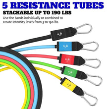 Load image into Gallery viewer, Bodylastics Pro Series Resistance Band Set - 5 Bands (3-190 Lbs Max Resistance)