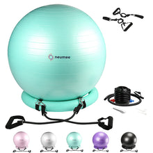 Load image into Gallery viewer, NEUMEE Yoga Ball Chair with 65cm Exercise Ball & 2 Resistance Bands, Stability Base for Home Office, Yoga, Pilates & Fitness, Balance Ball for Posture, Core Strength & Low Impact Workouts (Teal)