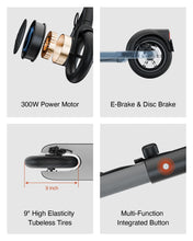 Load image into Gallery viewer, Electric Scooter for Adults, Commuter Electric Scooter, 15.5 MPH, 18.6 Miles, Lightweight Scooter Ambient Light, 600W Peak Power