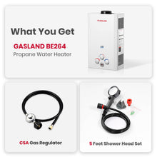 Load image into Gallery viewer, GASLAND BE264 Tankless Water Heater Propane 10L, 2.64GPM Outdoor Propane Shower for Camping & Off Grid, 68,000BTU, Digital Display, Overheating Protection, Easy Installation