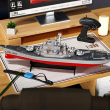 Load image into Gallery viewer, 1/390 Scale RC Warship, RC Military Battleship, RC Boat with 2motor, LED Light, Low Battery Alarm, Automatic Power Off, 2.4GHz RC Cruiser Boat